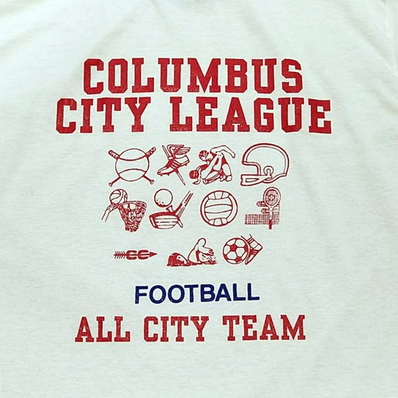 Nos Vintage Columbus Ohio City League Football T Shirt XL 80s All City Team Tee - Picture 2 of 11